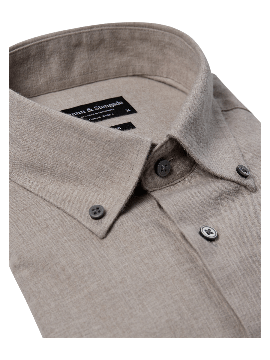 Bruun & Stengade Skjorter 2502-20001-sand_S - Bygholm Menswear